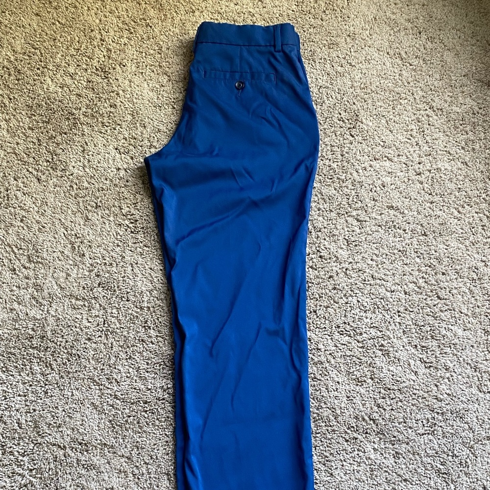 Navy Athletic Pants — 28” inseam 30” waist — size L — 95% Polyester 5% Spandex